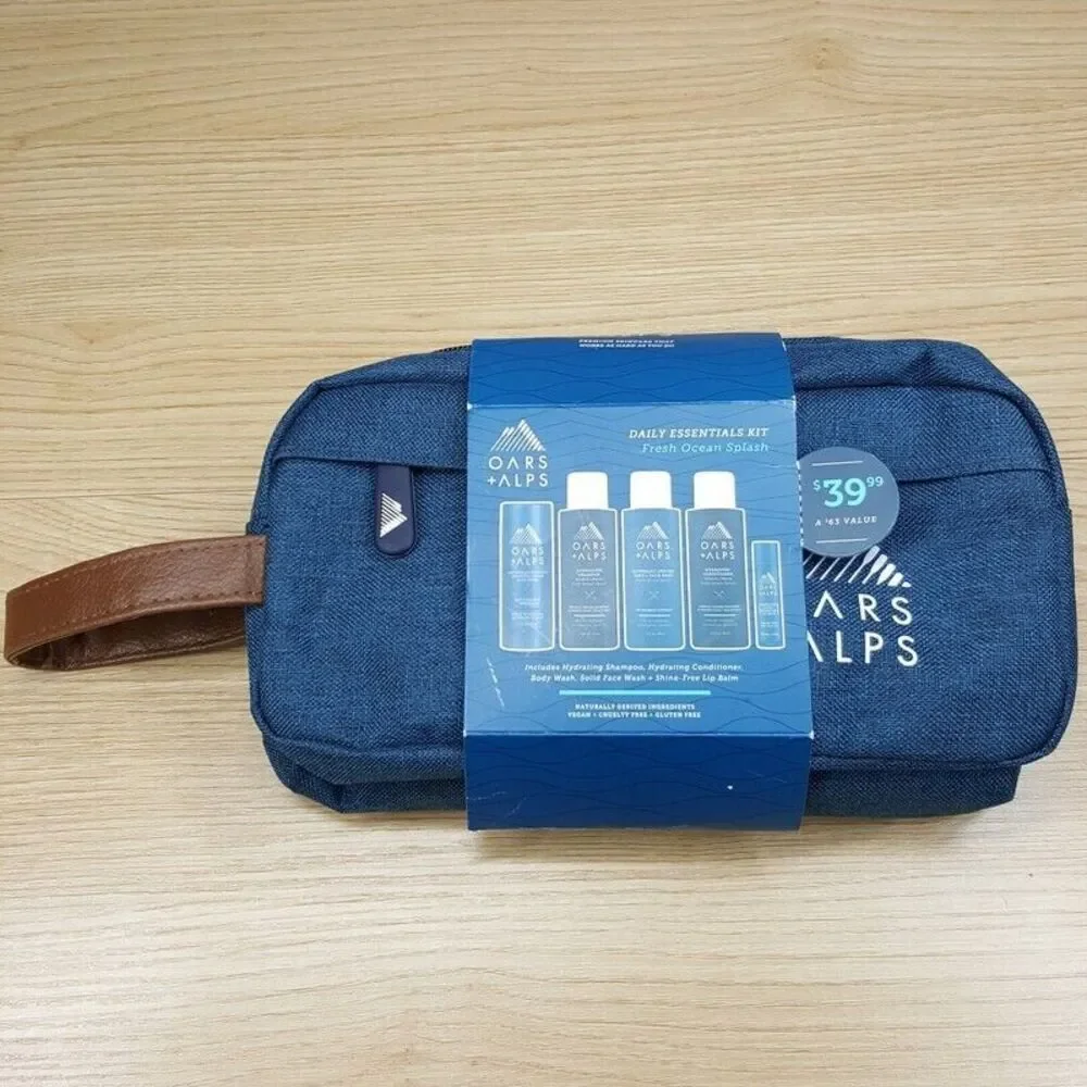 Oars + Alps Daily Essentials Kit Fresh Ocean Splash Travel Pouch Hair Body Face
